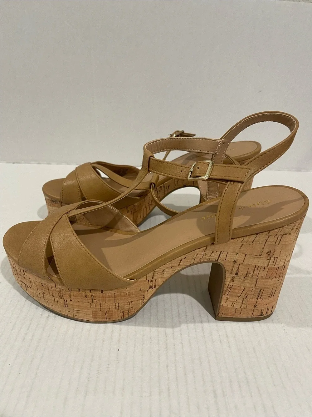 Women’s Sun + Stone Tan Cork Platform Sandals Size 11 US!